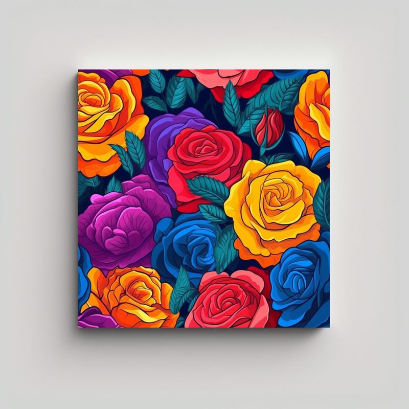 GENERICO - Cuadro Vibrante De Rosas En Abstracción Para 40x40 Cm