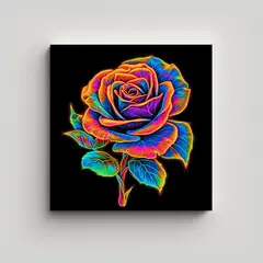 GENERICO - Cuadro Decorativo Acuarela Multicolor Con Rosa 40x40 Cm