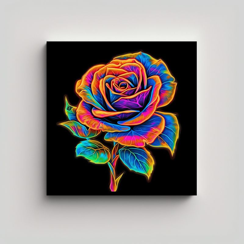 GENERICO - Cuadro Decorativo Acuarela Multicolor Con Rosa 30x30 Cm