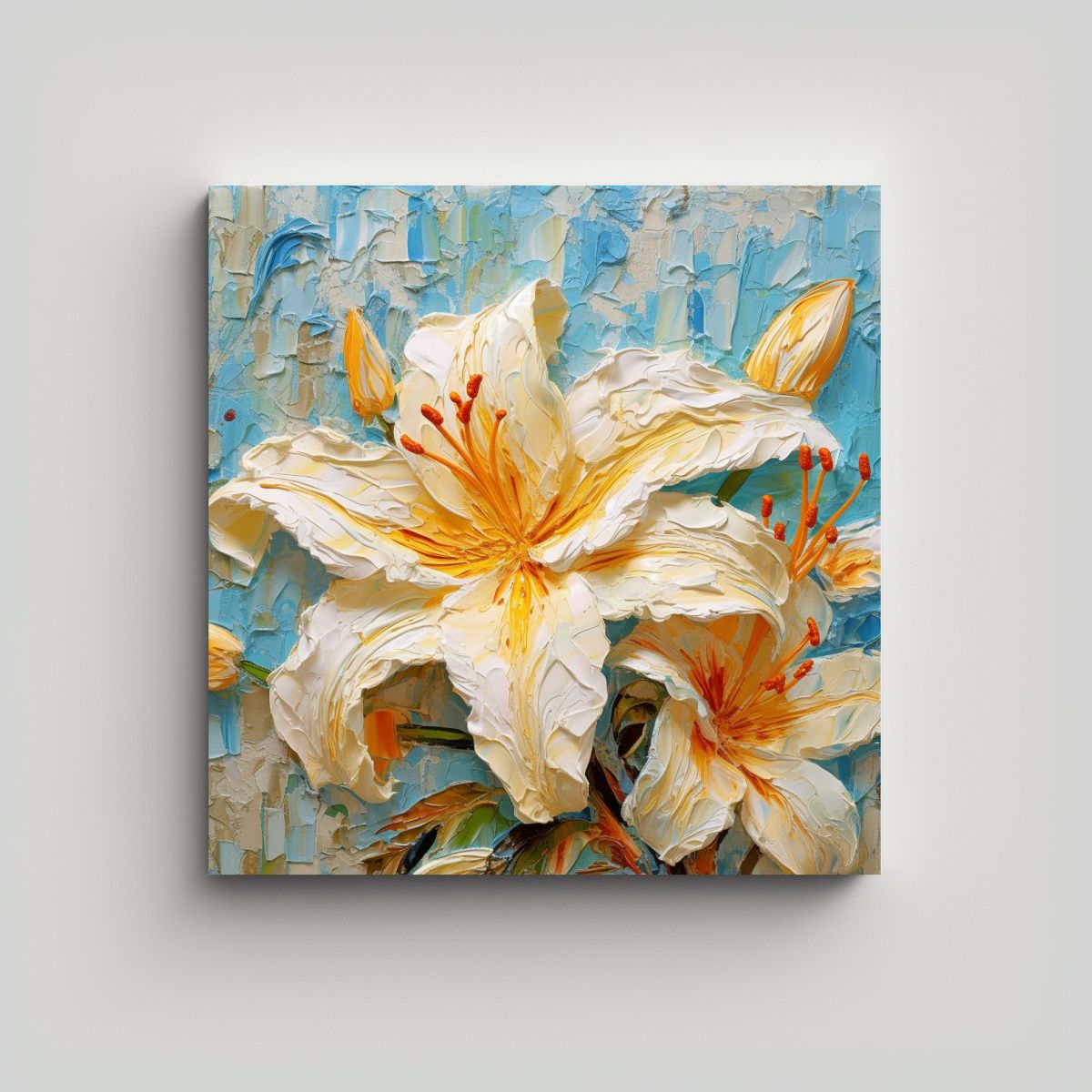 GENERICO - Mural Lienzo Colorido: Lirio En Amarillo Sobre 40x40 Cm