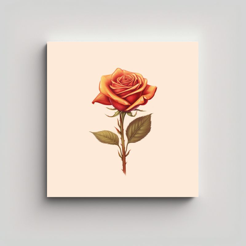 GENERICO - Rosa Detallada En Equilibrio: Arte De Pared Para 40x40 Cm