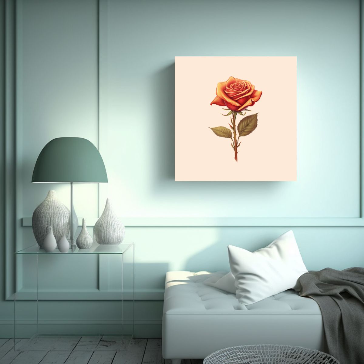 GENERICO - Rosa Detallada En Equilibrio: Arte De Pared Para 40x40 Cm