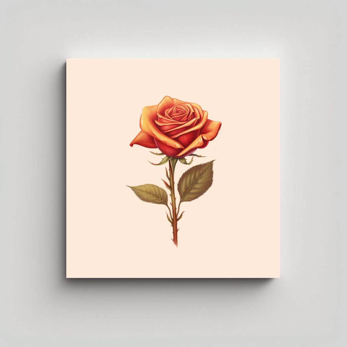 GENERICO - Rosa Detallada En Equilibrio: Arte De Pared Para 30x30 Cm