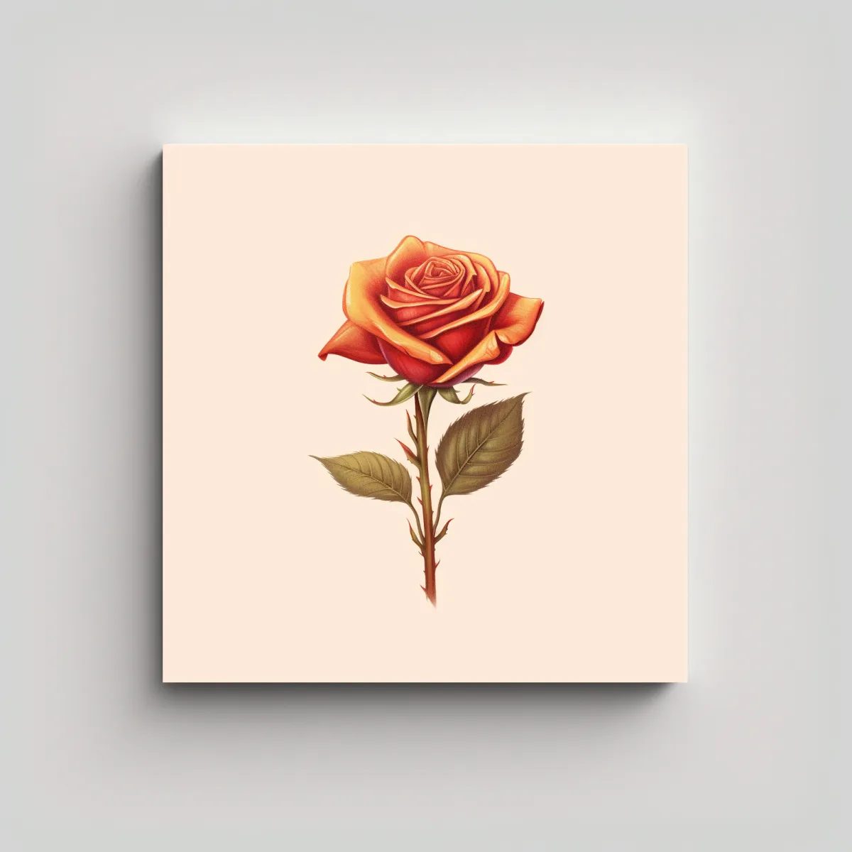 GENERICO - Rosa Detallada En Equilibrio: Arte De Pared Para 30x30 Cm