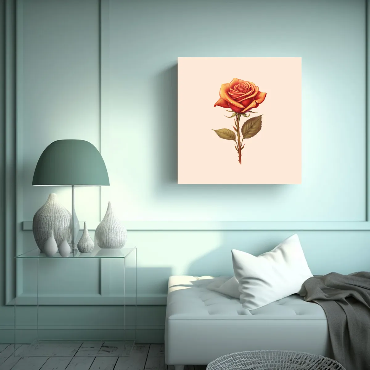 GENERICO - Rosa Detallada En Equilibrio: Arte De Pared Para 30x30 Cm