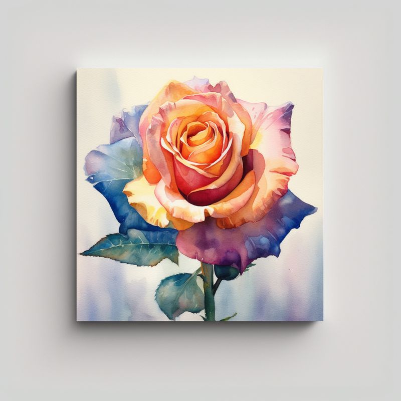 GENERICO - Composición De Rosa En Acuarela: Gama De Colores 40x40 Cm