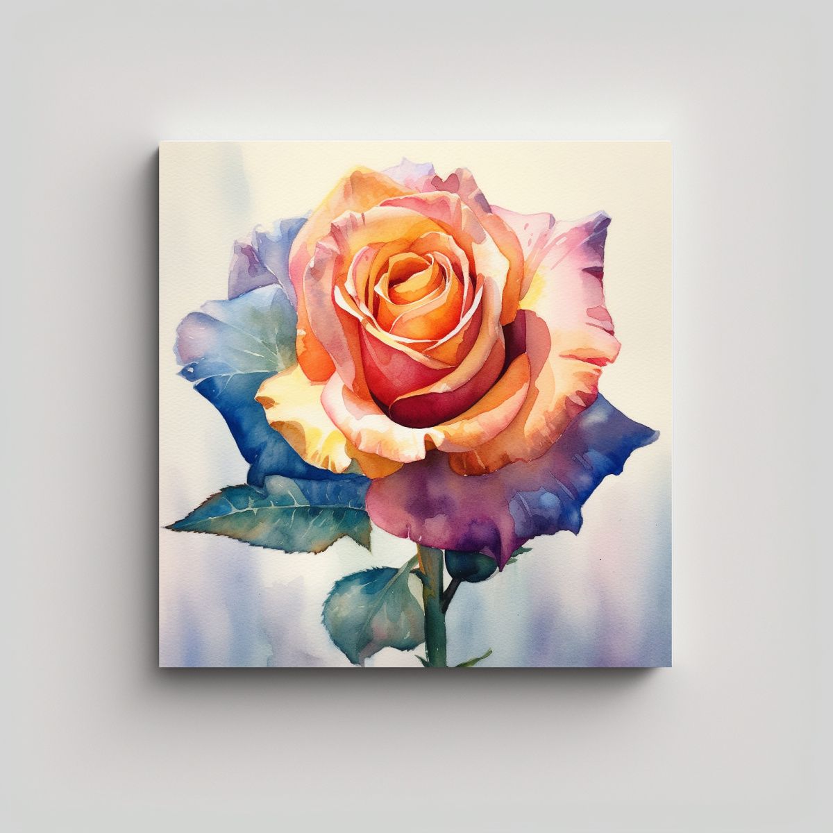 GENERICO - Composición De Rosa En Acuarela: Gama De Colores 50x50 Cm