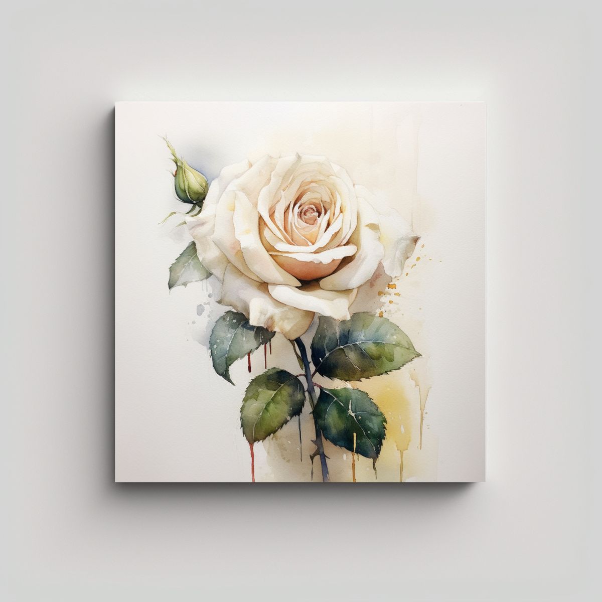 GENERICO - Cuadro Decorativo Street Art De Rosa Blanca En 90x90 Cm