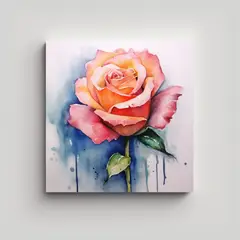 GENERICO - Motivo De Rosa En Acuarela Mixta: Forma Canva 30x30 Cm