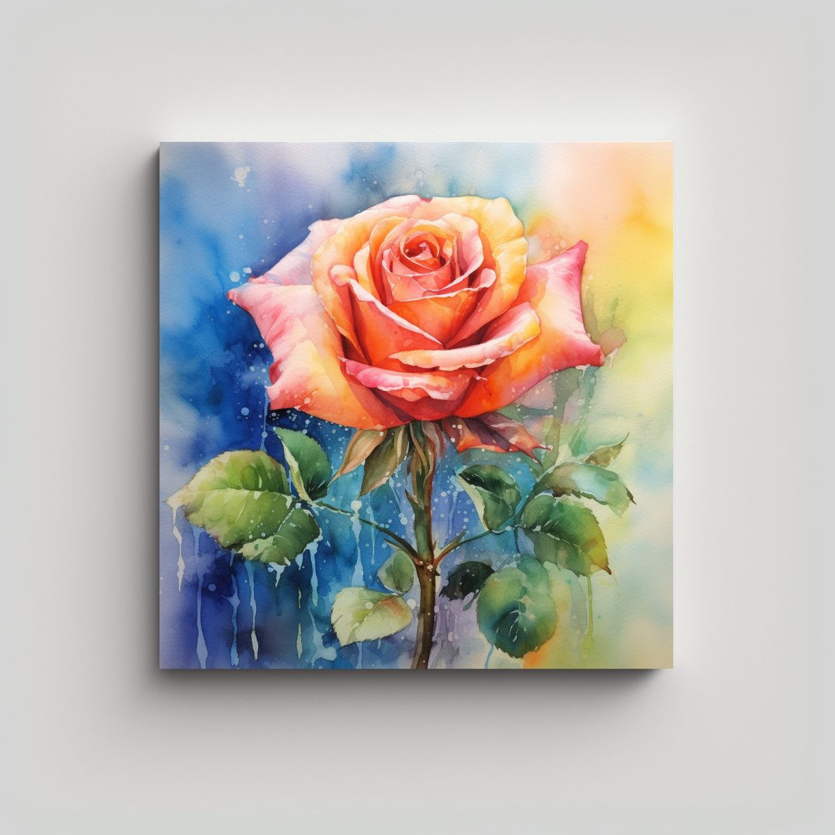 GENERICO - Lienzo De Alta Calidad Con Técnica Acuarela: 80x80 Cm