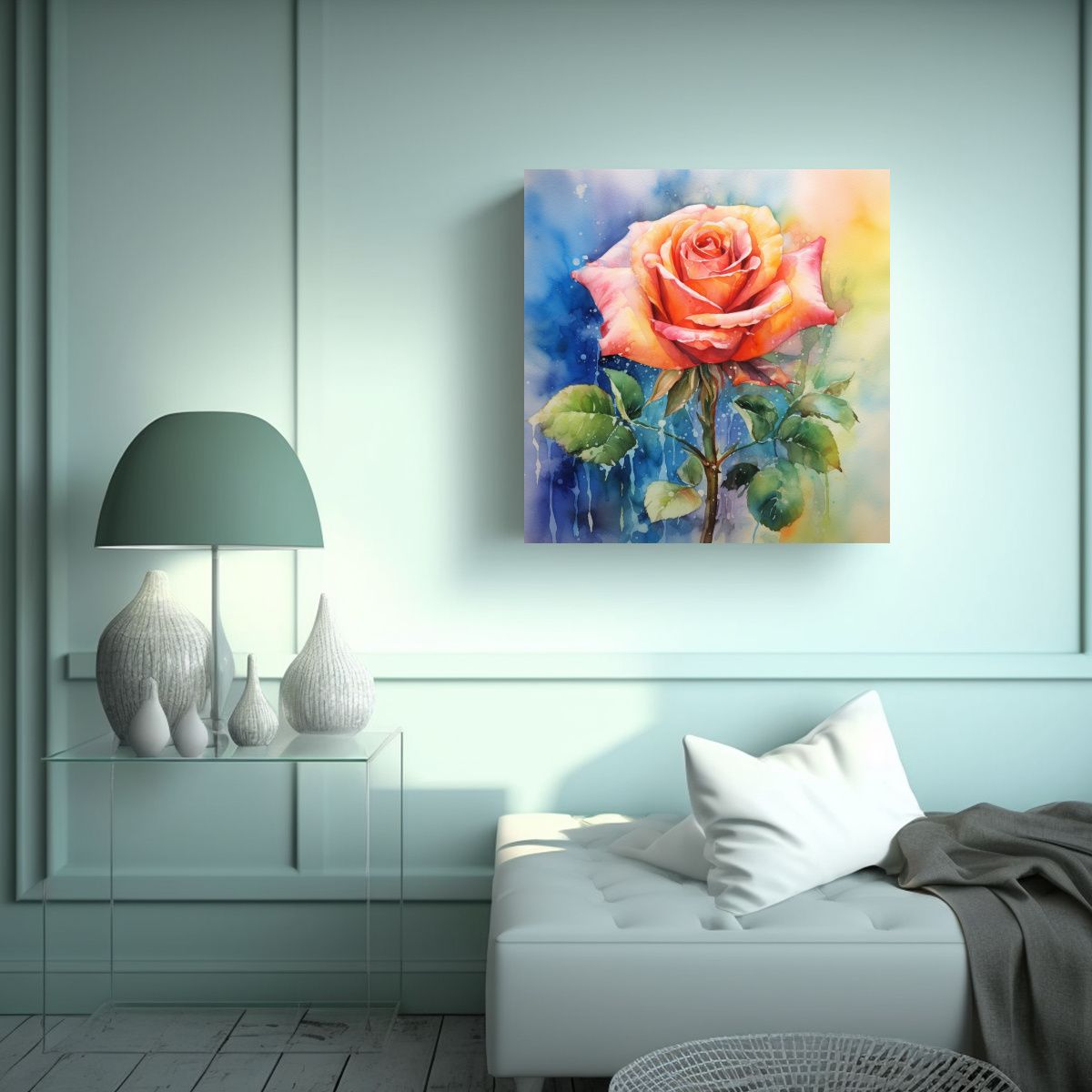 GENERICO - Lienzo De Alta Calidad Con Técnica Acuarela: 80x80 Cm