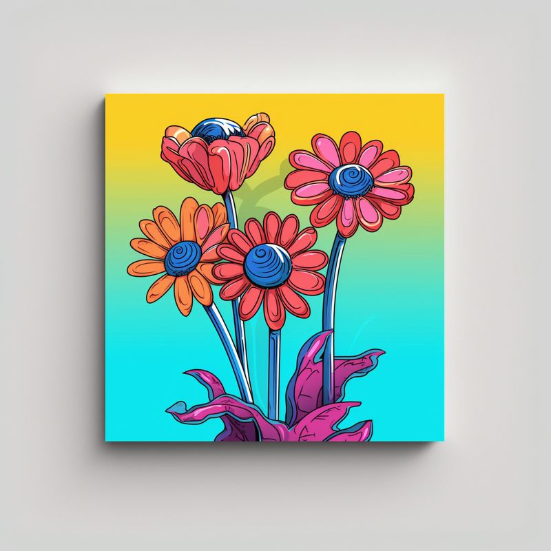 GENERICO - Cuadro Surrealista Estilo Peter Max: Líneas 40x40 Cm