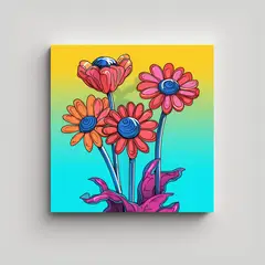GENERICO - Cuadro Surrealista Estilo Peter Max: Líneas 30x30 Cm