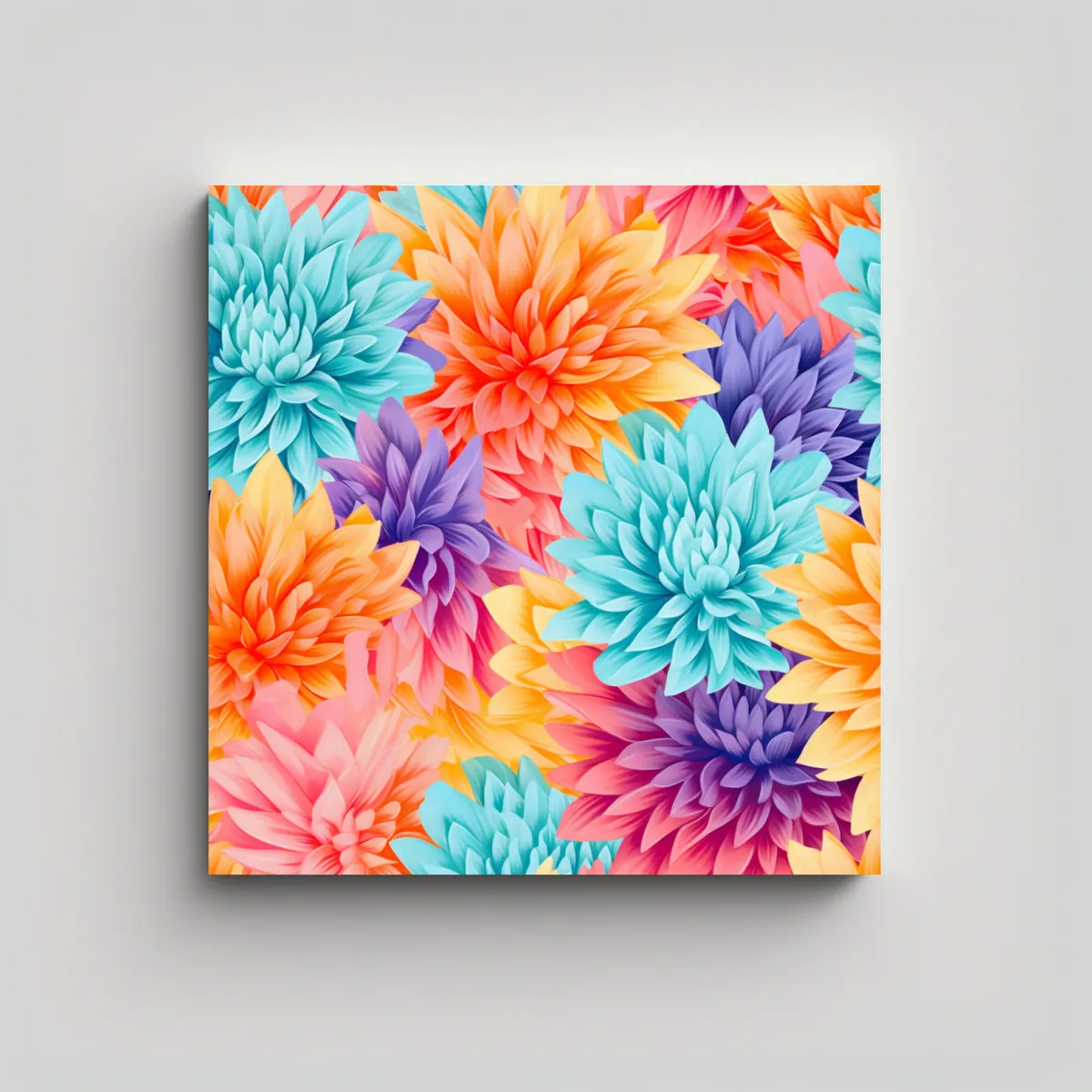 GENERICO - Cuadro Moderno De Patrones De Dahlias Coloridas Y 30x30 Cm