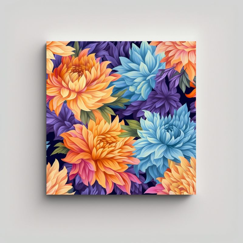 GENERICO - Diseño Conceptual De Dahlias Iris: Arte De Pared 80x80 Cm