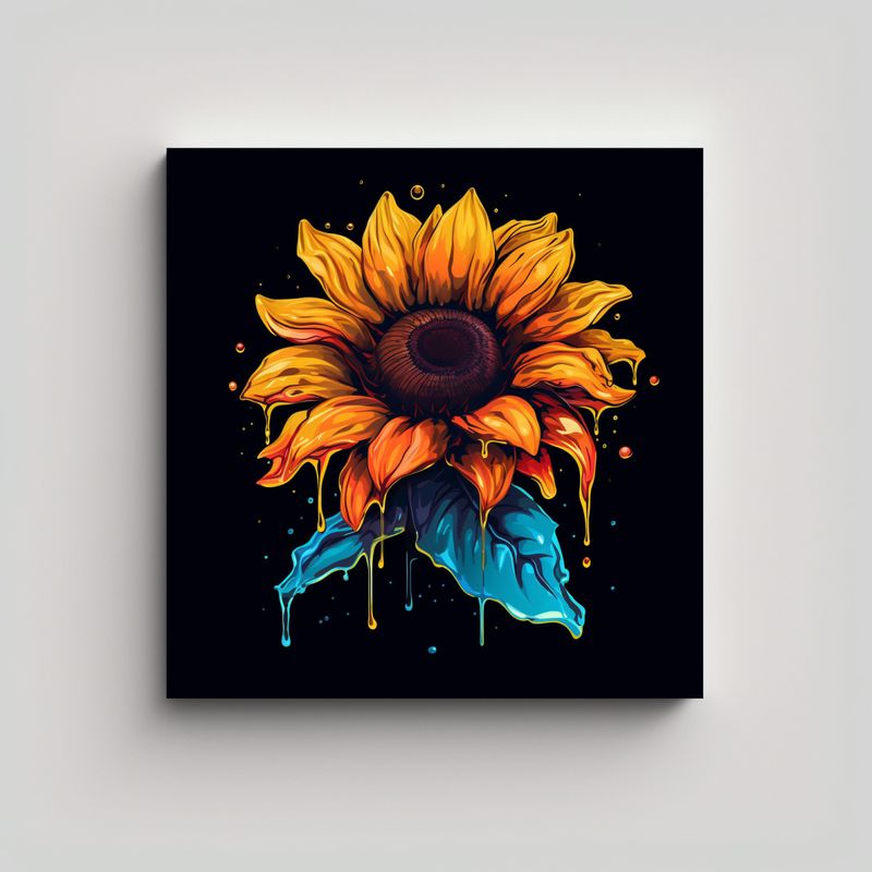 GENERICO - Ilustración Vectorial De Girasol: Cuadro 60x60 Cm