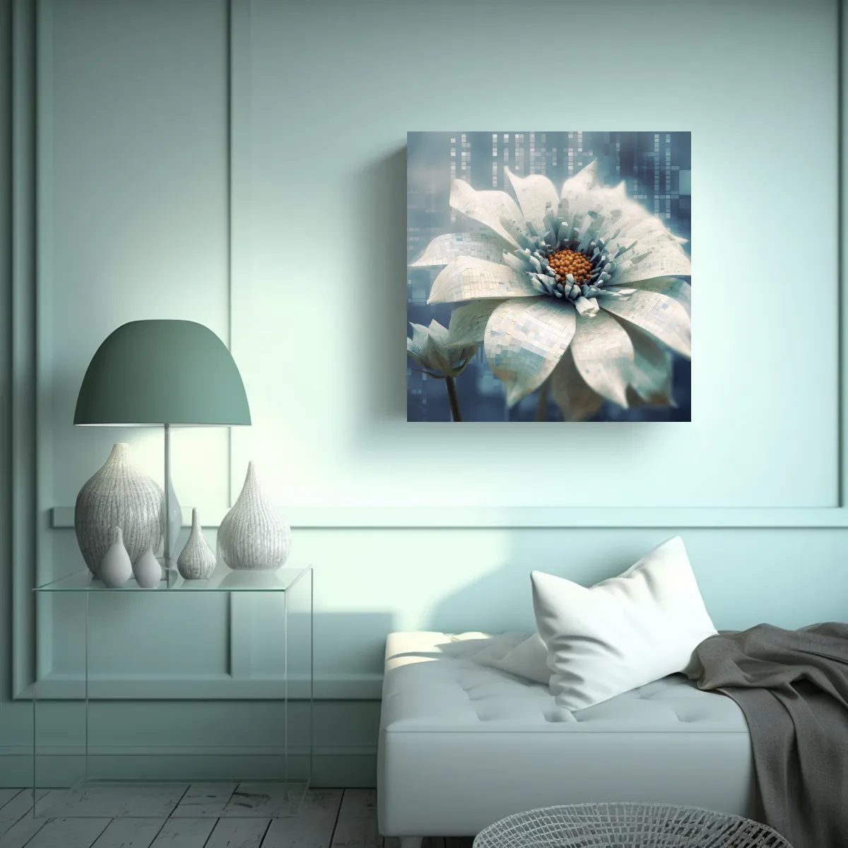 GENERICO - Cuadro Decorativo De Flor Digital En Lienzo Para 50x50 Cm.