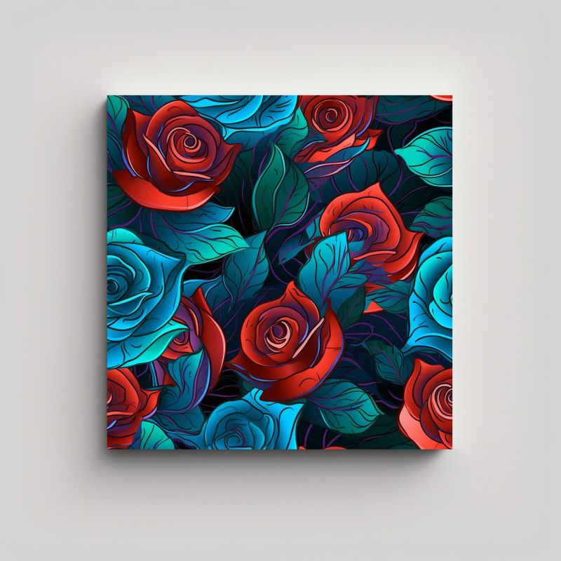 GENERICO - Fotografía De Arte Futurista: Patrón Floral De 90x90 Cm