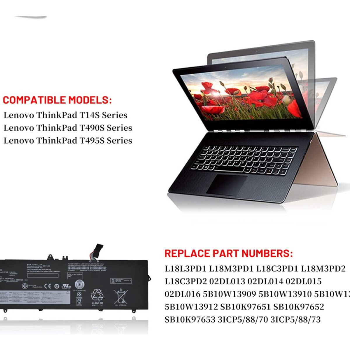 GENERICO - Bateria l18m3pd1 Para Lenovo Thinkpad T14s T490s Series