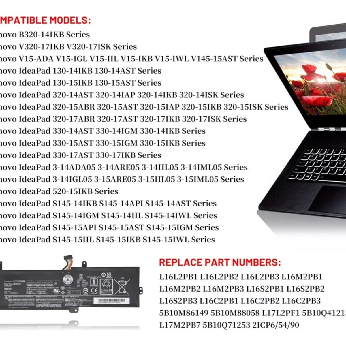 GENERICO - Bateria l16l2pb3 Para Lenovo Ideapad 320-15iap Series