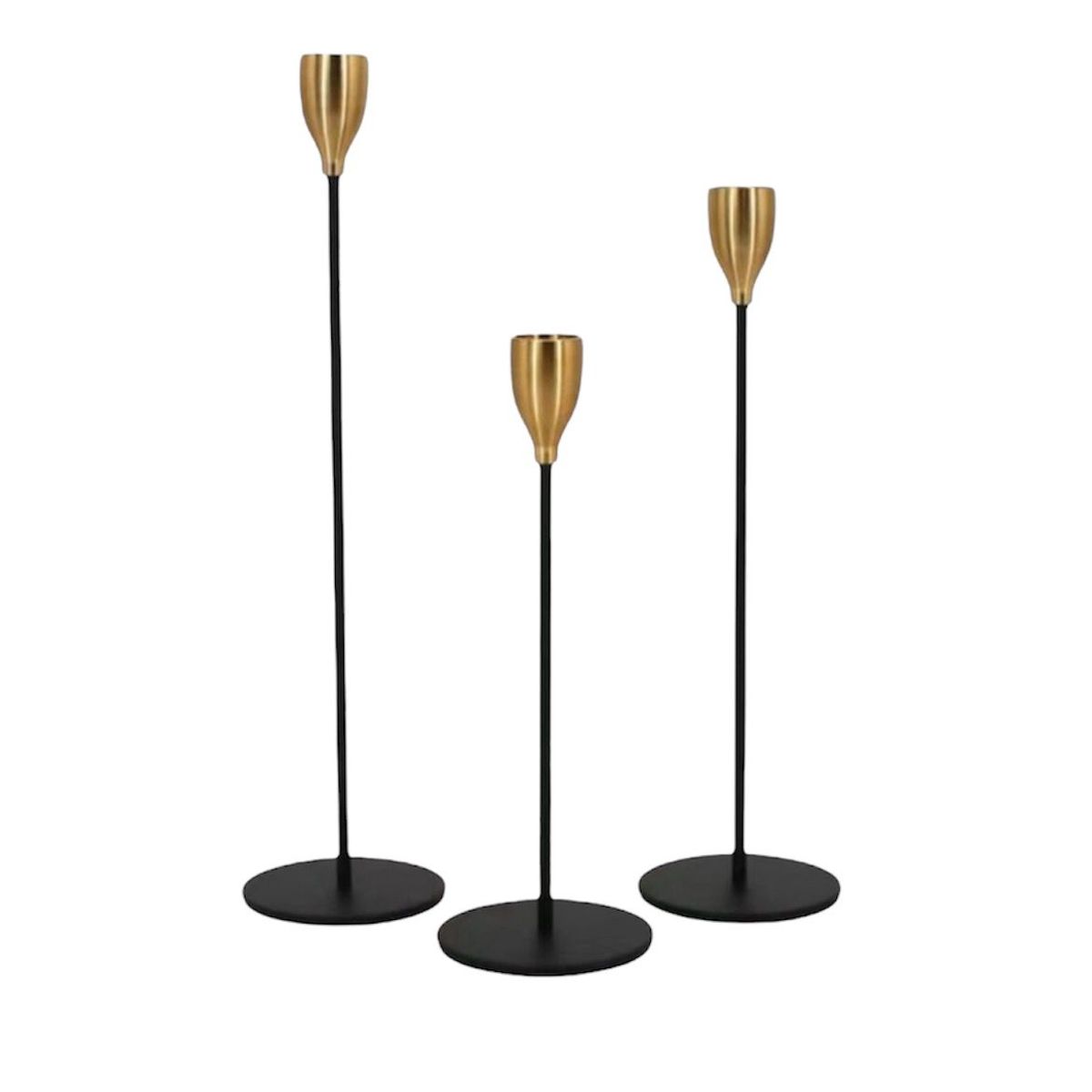 GENERICO - Pack 3 Porta Vela Candelabro Set 3 Candelabros Negro D
