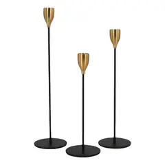 OEM - Pack 3 Porta Vela Candelabro Set 3 Candelabros Negro D