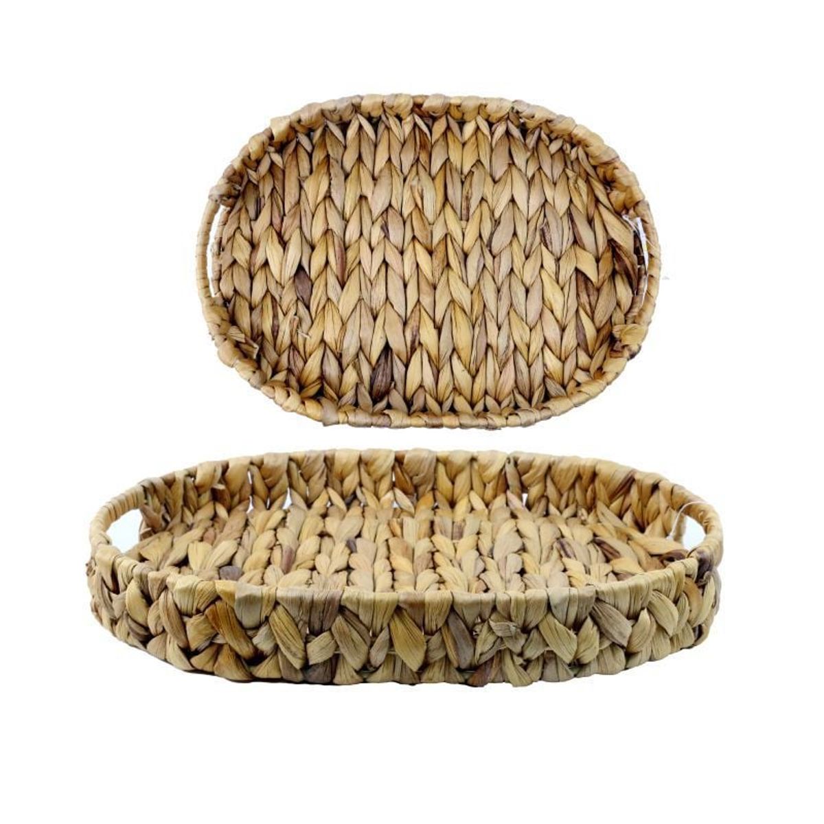 GENERICO - Bandeja Tejida Resistente Cesta Tejida Ovalada 29x18x4cm