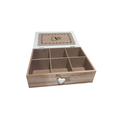 Imagen 2 del producto Caja De Té Mediana De Madera 6 Espacios Con Diseños Heart
