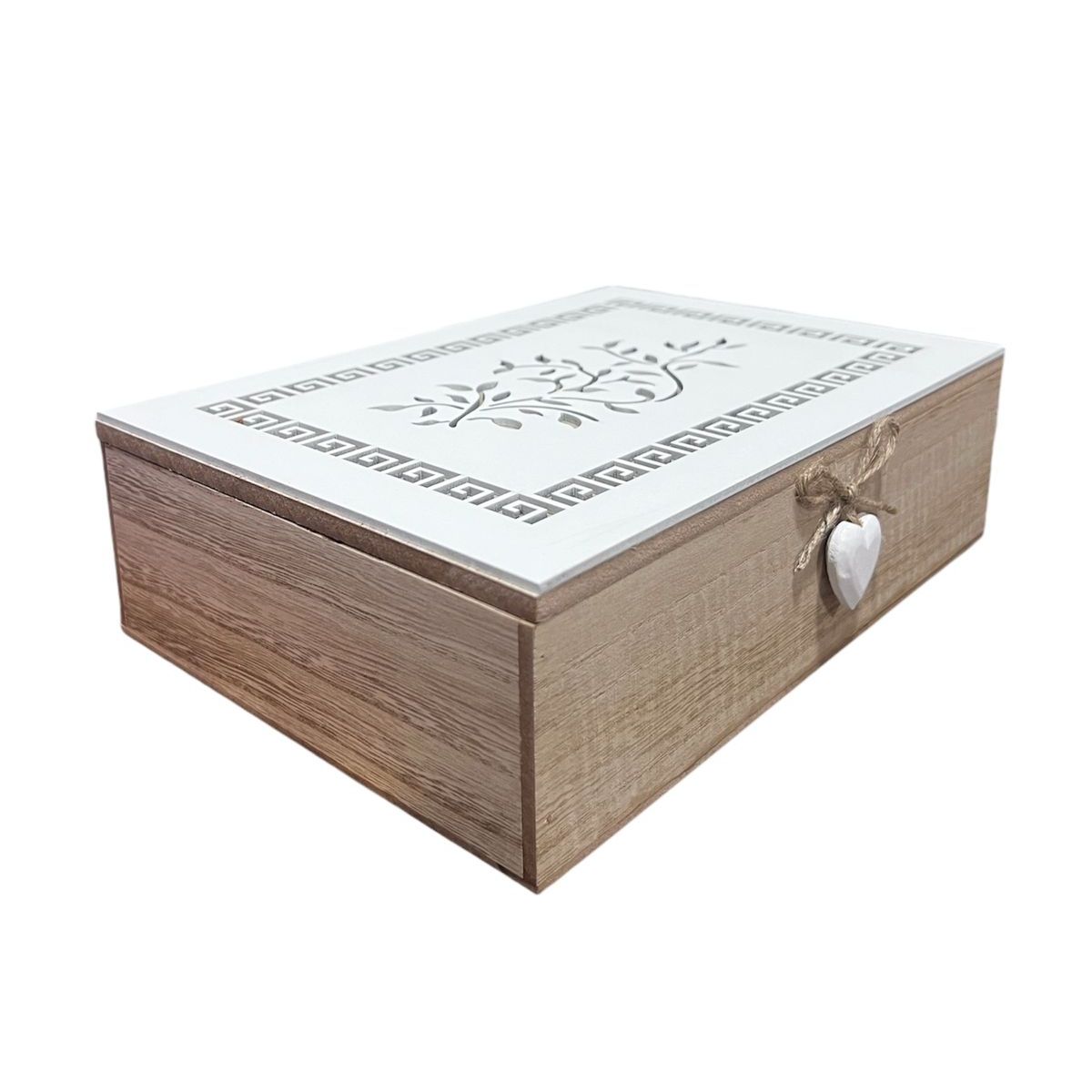 GENERICO - Caja De Té Mediana De Madera 6 Espacios Con Diseños Heart