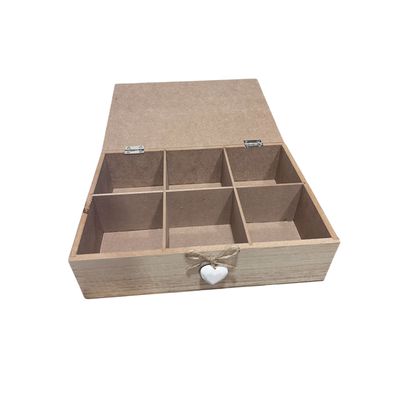 Imagen 2 del producto Caja De Té Mediana De Madera 6 Espacios Con Diseños Heart