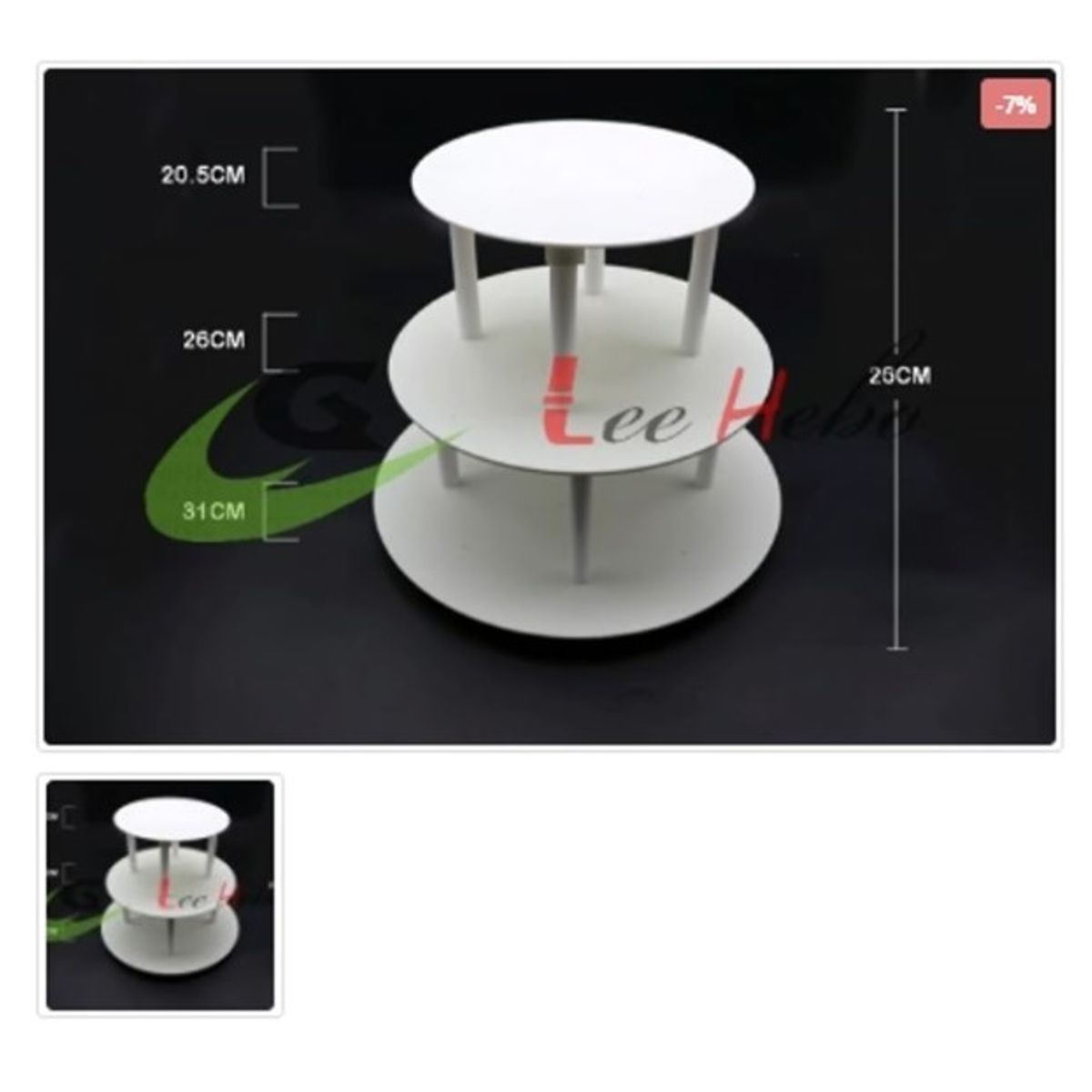 GENERICO - Exhibidor De Torta 26 Cm 3 Piso