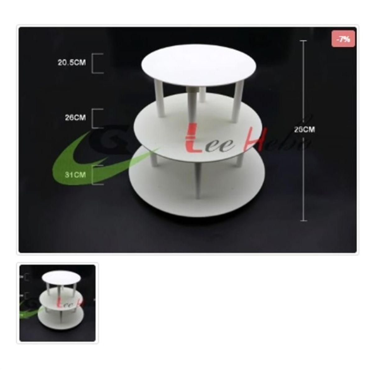 GENERICO - Exhibidor De Torta 26 Cm 3 Piso