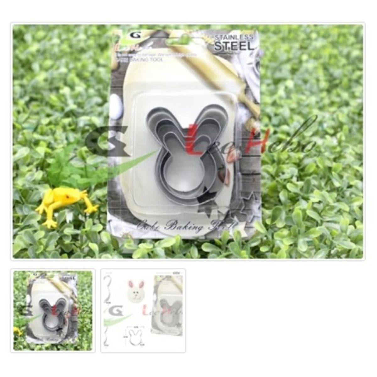 GENERICO - Cortador De Galletas 3 Piezas Metal Figura Conejo