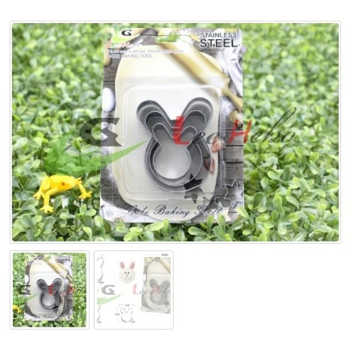 GENERICO - Cortador De Galletas 3 Piezas Metal Figura Conejo