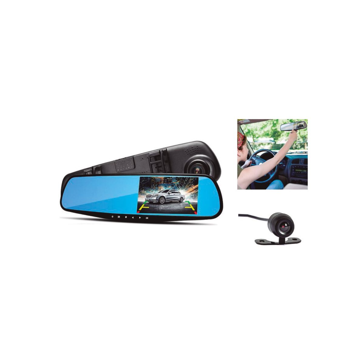 GENERICO - Espejo Retrovisor Grabador Cámara Delantera Y Trasera - SC