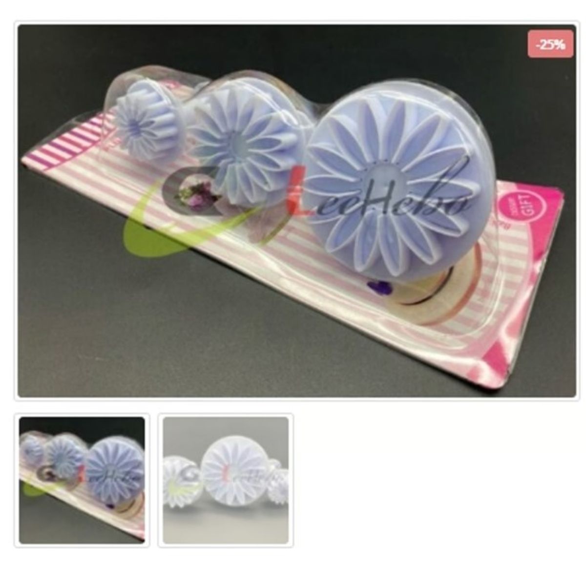 GENERICO - Cortador De Galletas 3 Piezas Plastico Figura Flores