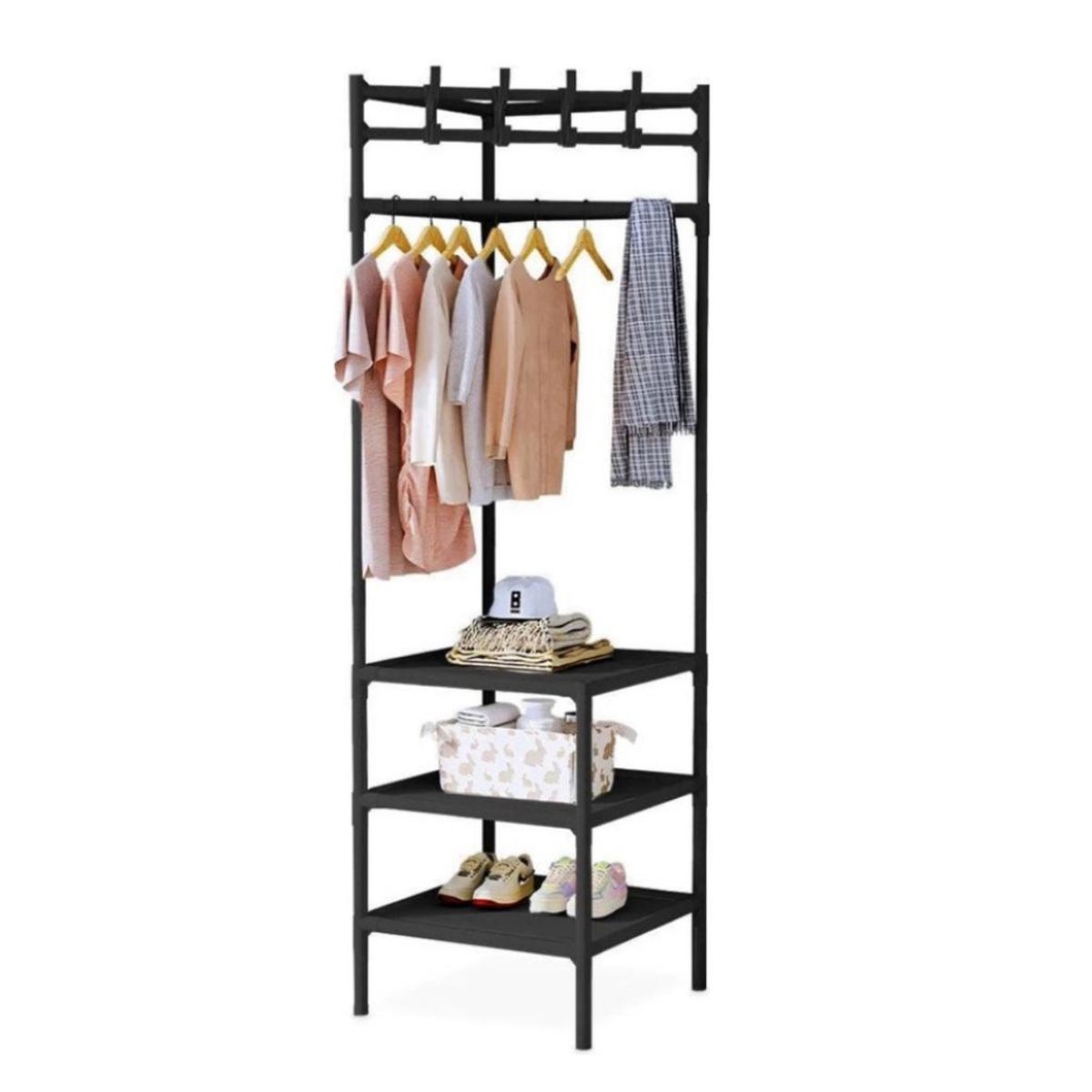 GENERICO - Perchero Organizador Esquinero Estante Colgador Multiuso Blanco