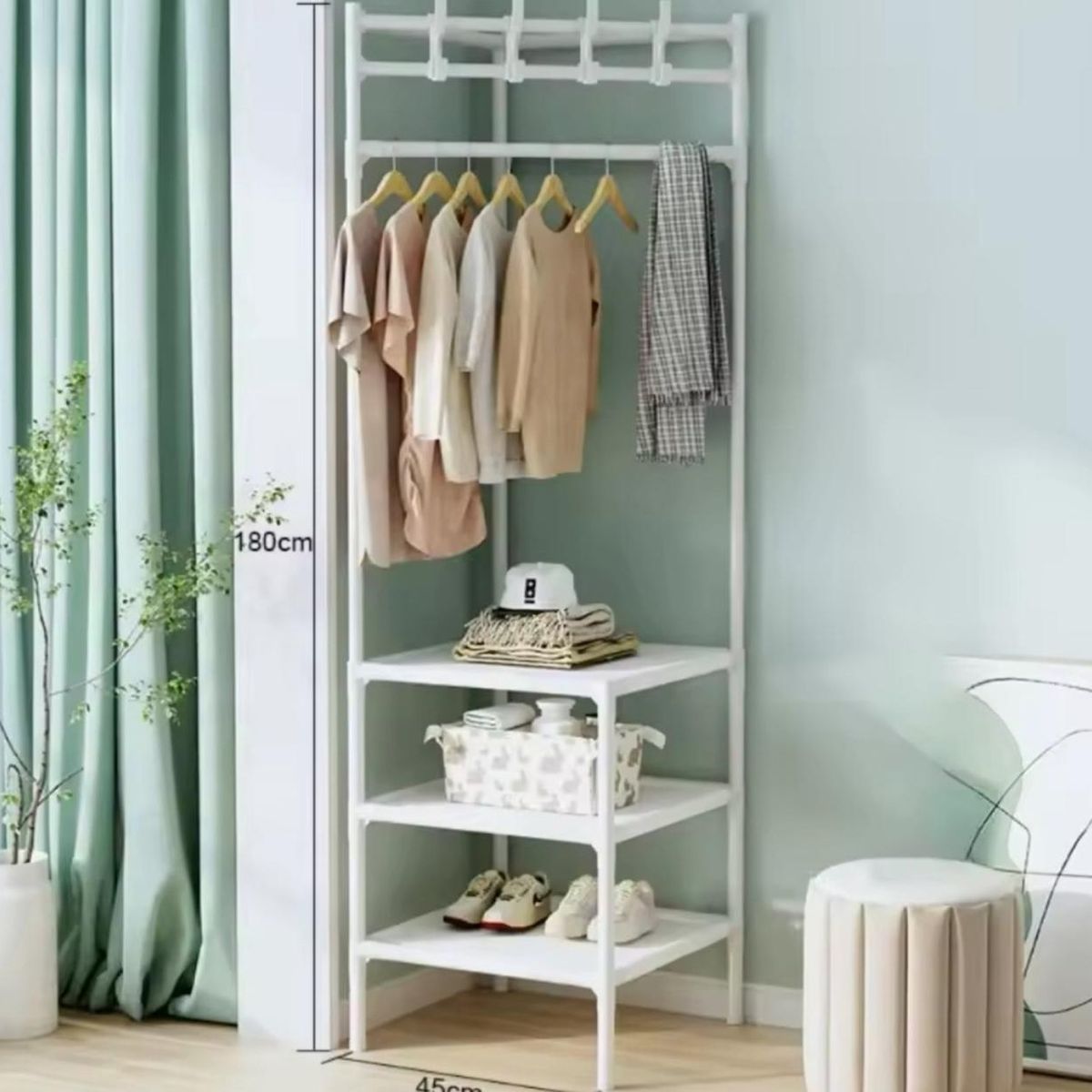 GENERICO - Perchero Organizador Esquinero Estante Colgador Multiuso Blanco