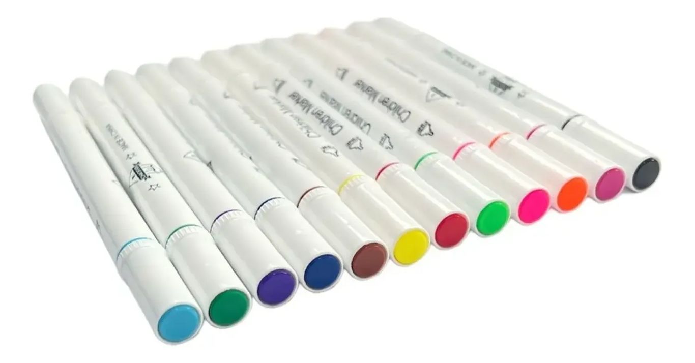 Set 12 Marcadores Destacadores Doble Punta 12 Colores