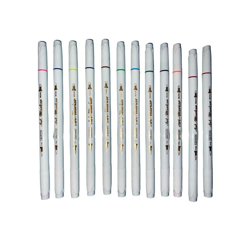 OEM - Set 12 Marcadores Destacadores Doble Punta 12 Colores