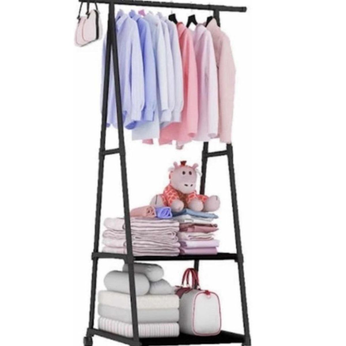 GENERICO - Perchero Organizador Exhibidor De Ropa Metálico Resistente Negro