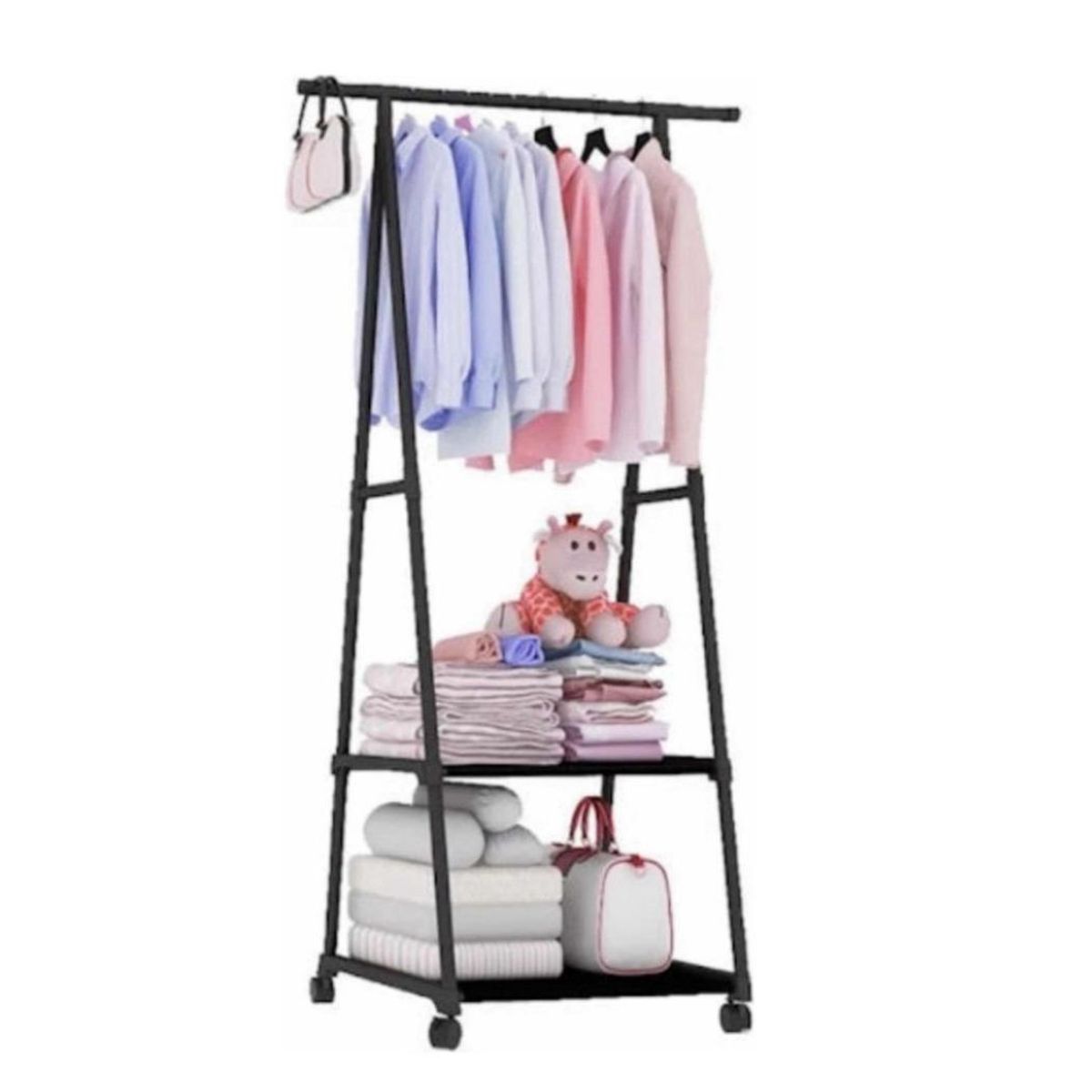 GENERICO - Perchero Organizador Exhibidor De Ropa Metálico Resistente Negro