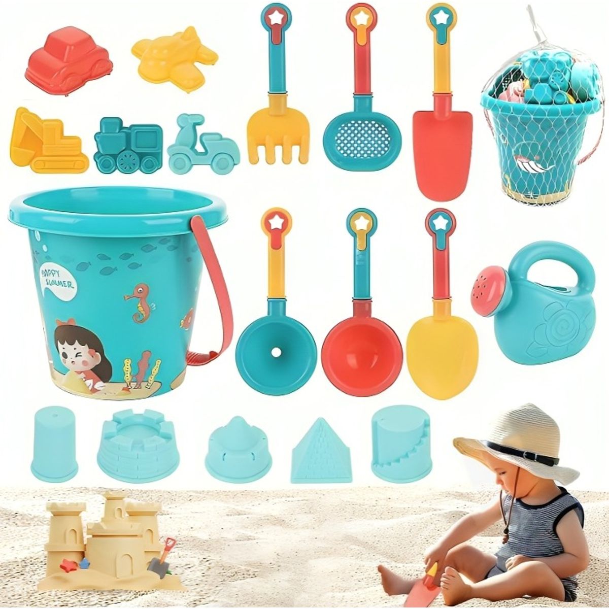 OEM - Juego de Playa Infantil de 18 Piezas