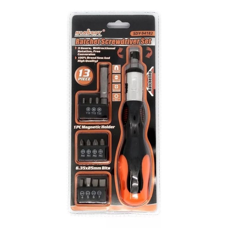 GENERICO - Destornillador Set 13 Piezas Ratchet