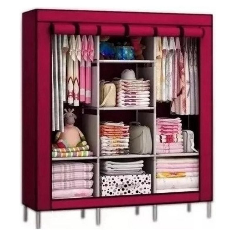 GENERICO - Closet Armario Armable Práctico Organizador Guarda Ropa Burdeo