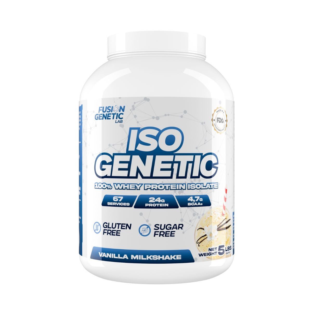 FUSION GENETIC LAB - ISO WHEY PROTEINA 100% ISOLATE 5LBS 24GRS PROTEINA SUGAR FREE