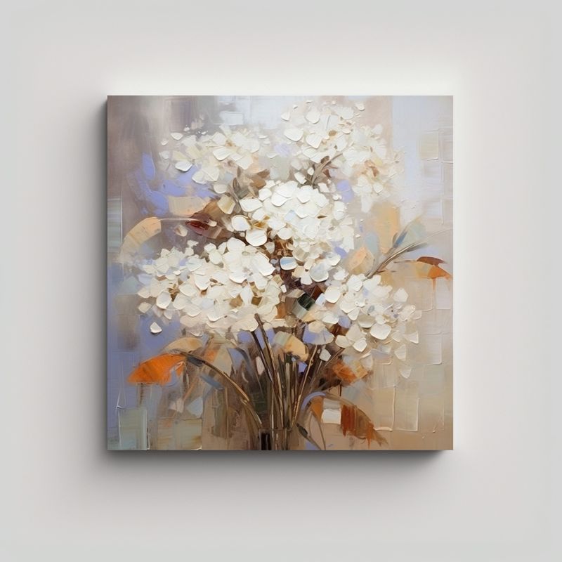GENERICO - Pintura Decorativa De Flores Blancas Estilo Suave 90x90 Cm