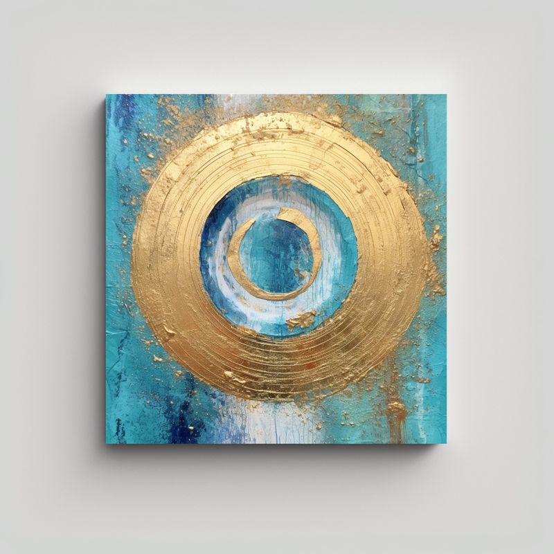 GENERICO - Pinturas Decorativas Estilo Líneas Finas Azul Y 90x90 Cm