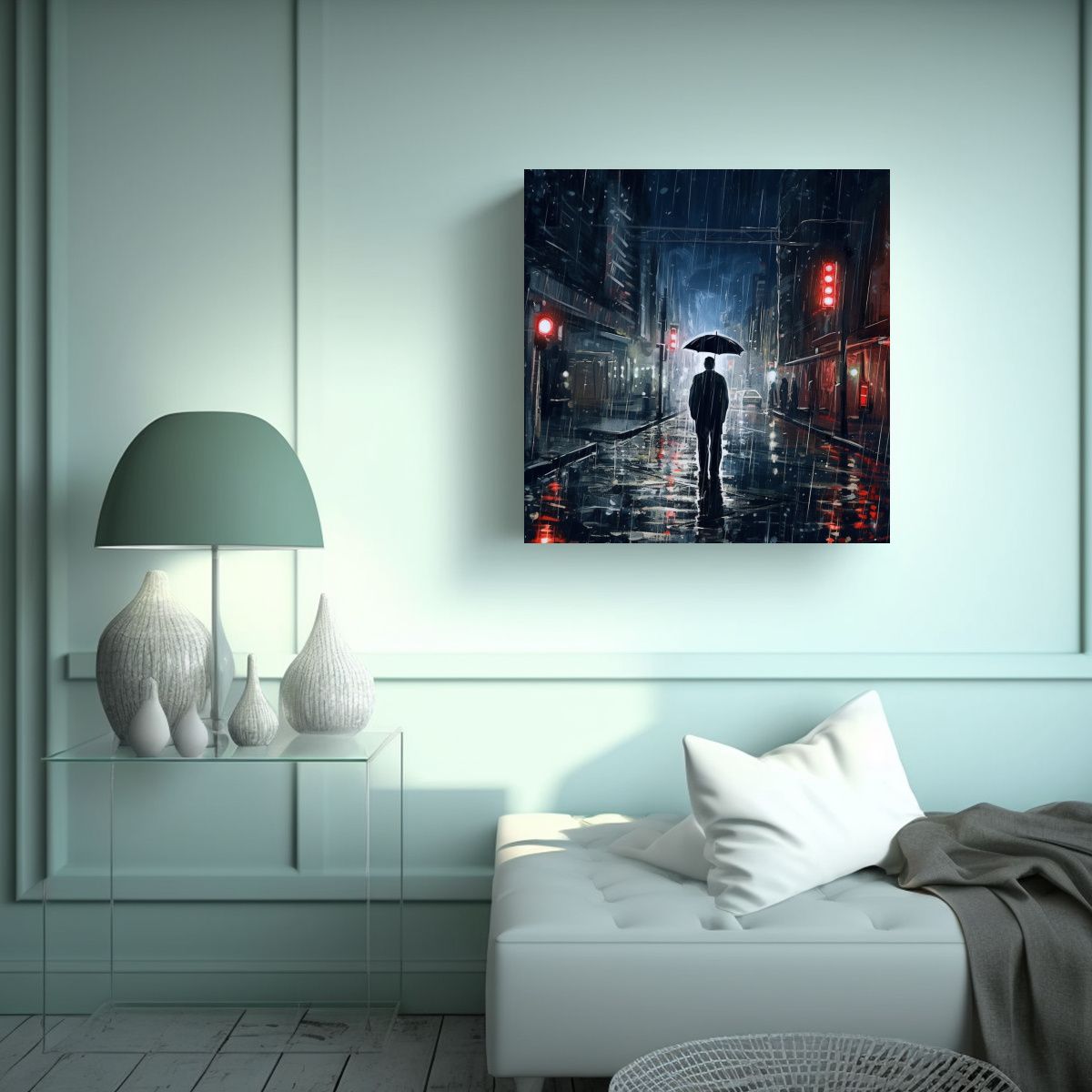 GENERICO - Lienzo Líneas Mágicas Finas Lluvia Encantadora 60x60 Cm