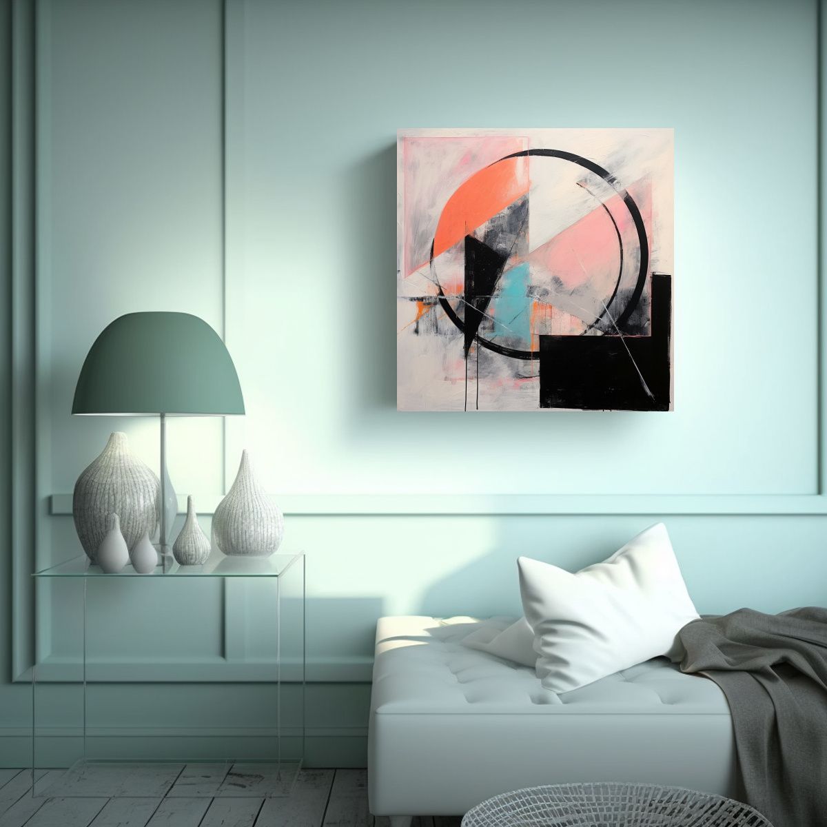 GENERICO - Pintura Abstracta Minimalista Profundidad Moderna 80x80 Cm